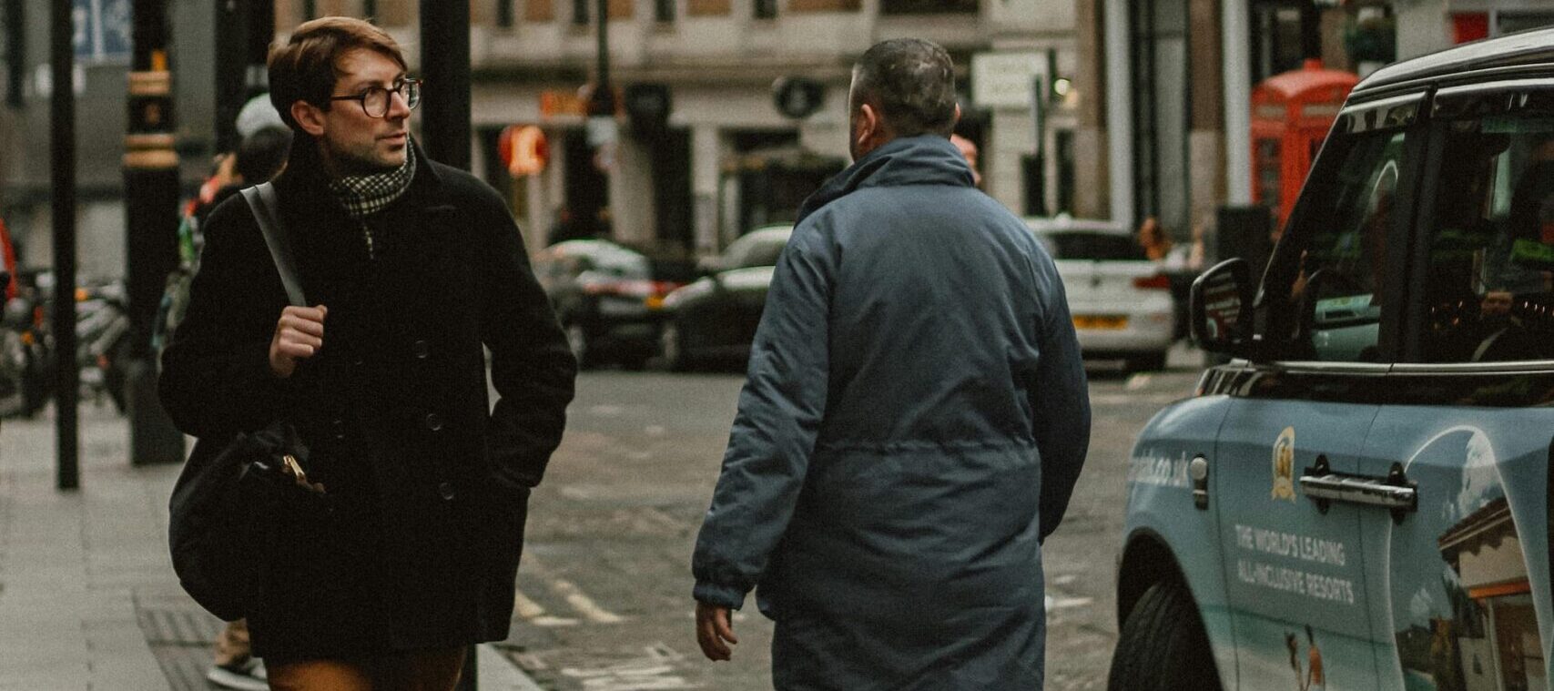 A man walking down the street